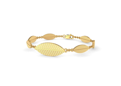 Gold Plated Womens Leaf Shape Bracelet